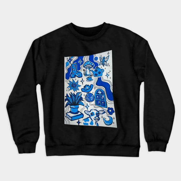 Blue doodles Crewneck Sweatshirt by hgrasel